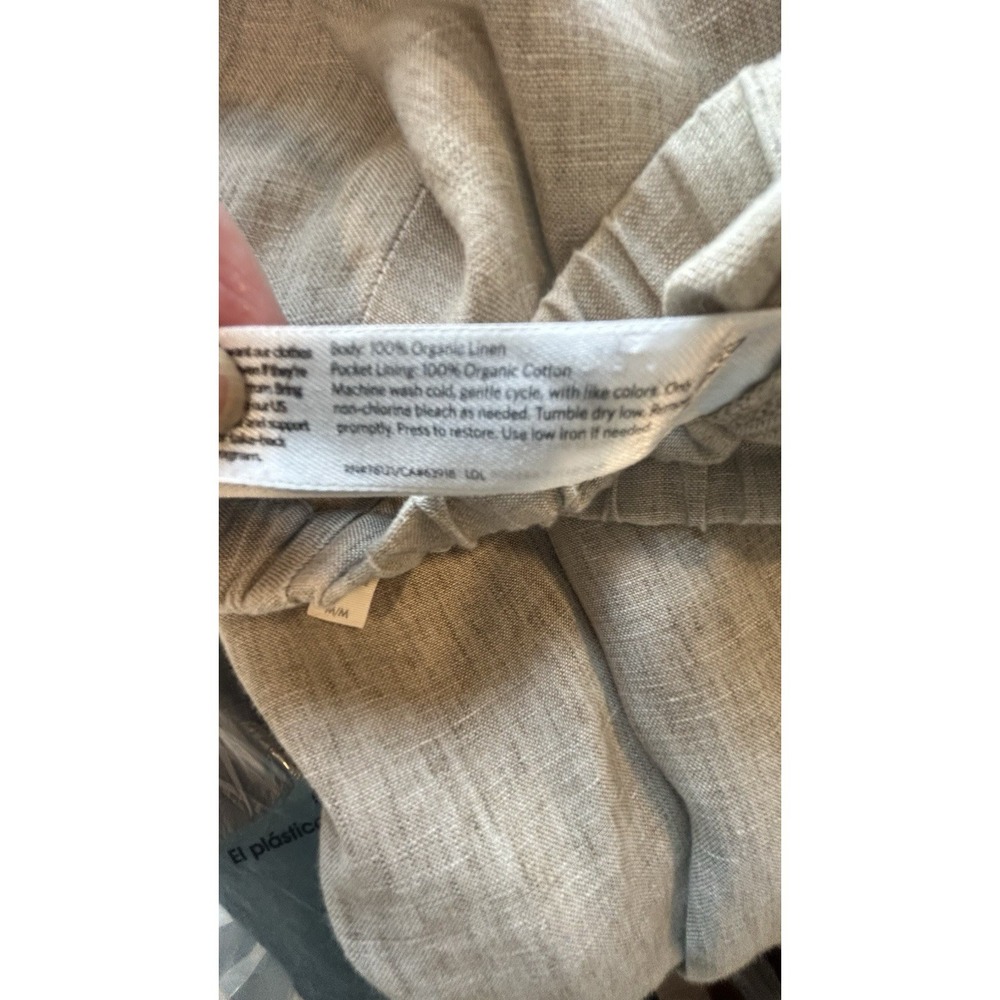 Eileen Fisher 100% Organic Linen Pant Tan Medium Ankle Tapered Elastic Pull On - Picture 10 of 13